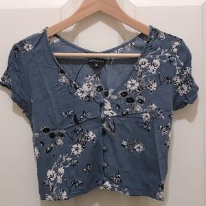 Blue Floral Cropped Top